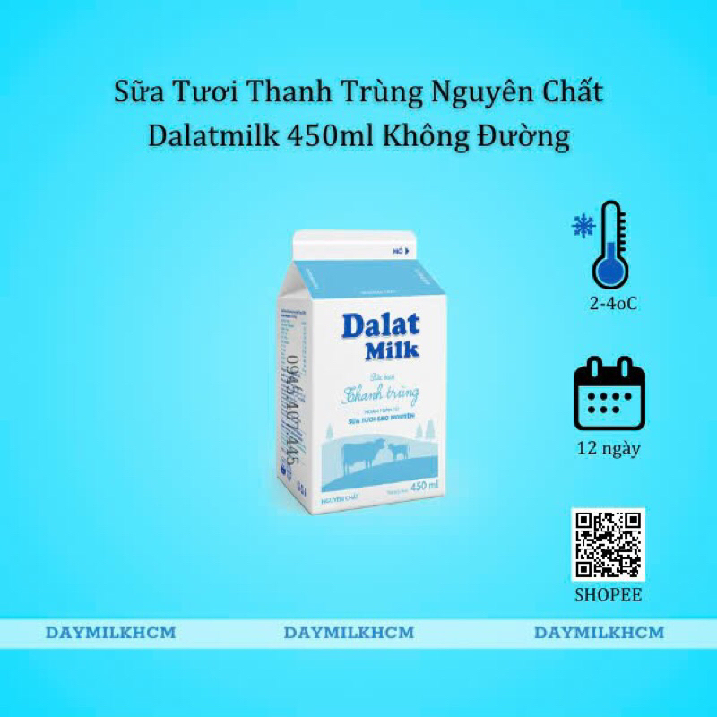 Sữa Tươi Thanh Trùng Đà Lạt Milk 450ml