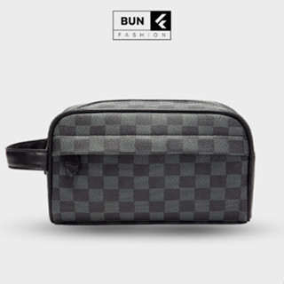 Ví clutch cầm tay, kẹp nách nam nữ da Pu đen kẻ caro cao cấp thời trang trang sang trọng, lịch lãm