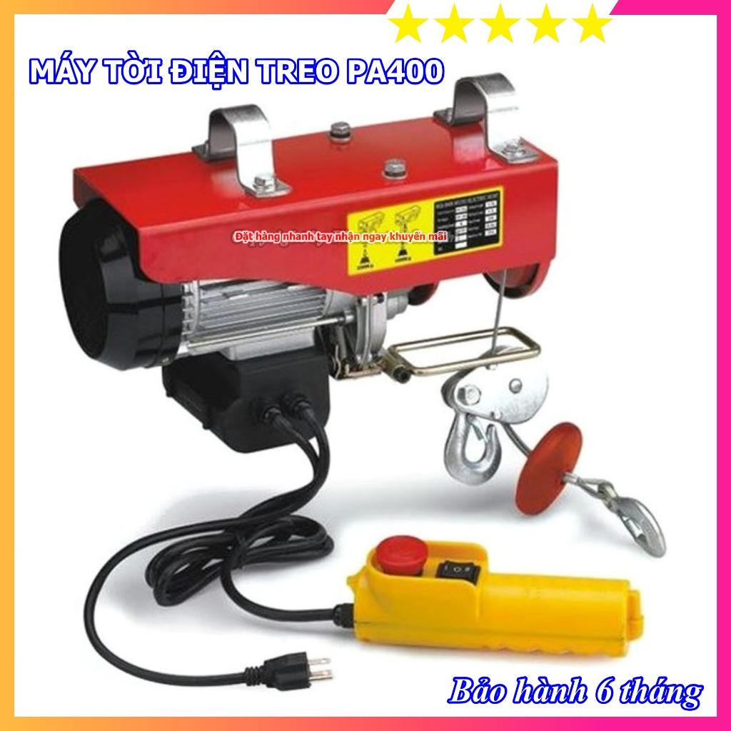 Máy Tời Điện Treo Mini PA400 (950W) -Tải Trọng 400kg Với 2 Móc Ròng Rọc - Bảo Hành 6 Tháng
