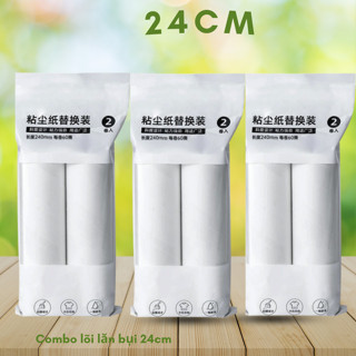 Combo 6, 10 cuộn lõi lăn bụi quần áo 24cm  lông thú ga giường, lõi dự phòng thay thế 60 tờ sử dụng cho cây lăn bụi
