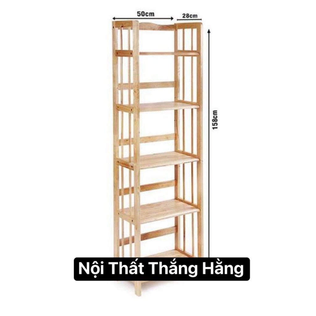 Kệ sách 50cm, 5 tầng gỗ cao su tự nhiên( Hỏa tốc 1H )
