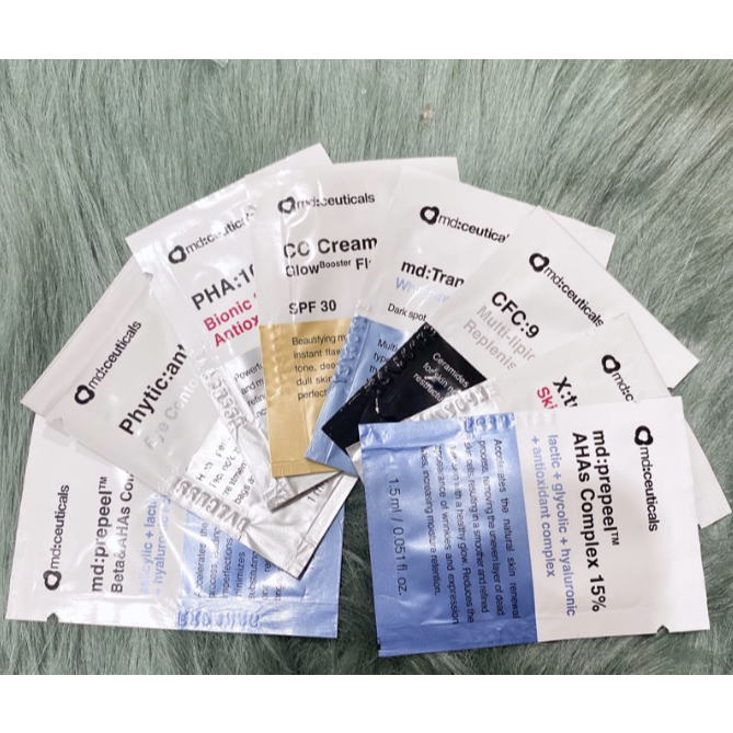 SAMPLE Md:Ceuticals - CÁC LOẠI TẨY DA CHẾT, KEM DƯỠNG , KEM CHỐNG NẮNG - 1 MIẾNG 1.5ML