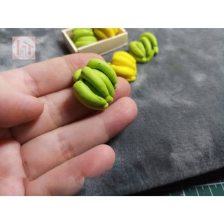 Mô hình chuối bằng đất sét trang trí nhà búp bê, roombox