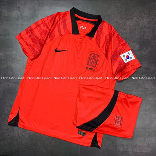 Sét Bộ Quần Áo Bóng Đá Đội Tuyển Hàn Quốc WC 2022/2023 Màu Đỏ - Vải Thái Chuẩn Áo Thi Đấu