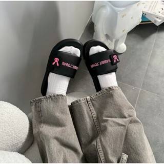 (Lùi 1 size) Dép RABBIT TOWN  Quai Ngang Xé Dán Nam Nữ Cá Tính Đế Cao 3 Phân