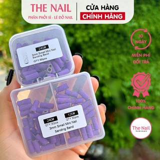 Hộp 60 đầu giấy nhám mịn tím mini mài móng chia 2 ngăn size 120/240