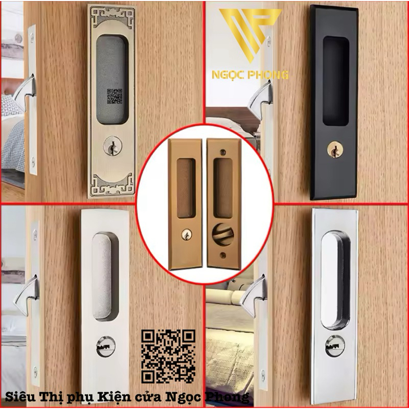 [ Nhiều màu ] Khoá âm cửa gỗ lùa cao cấp tay vuông