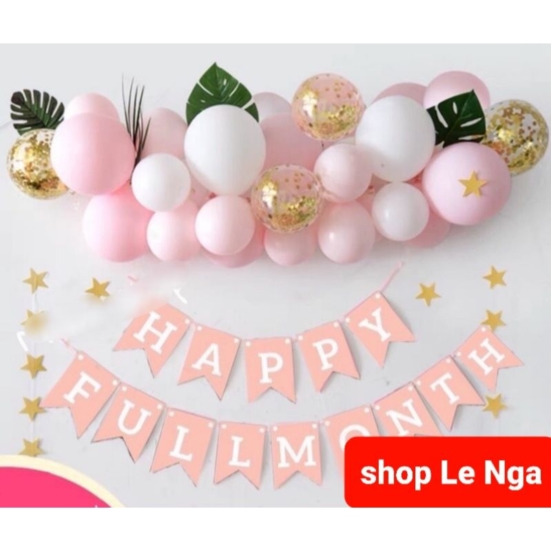 Set Trang Trí Đầy Tháng Cho Bé ( tặng bơm + băng dính)