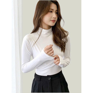 Áo Giữ Nhiệt Cổ Lọ Dài Tay Hai Màu Đen Trắng - Bảo Ngọc Boutique