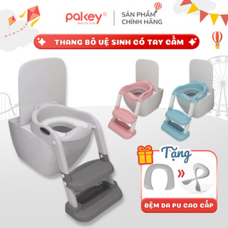 Thang Bô Vệ Sinh Cao Cấp Gấp Gọn Đệm DA PU Siêu Mềm, Thang Bô Bồn Cầu Cho Bé Pakey Tiện Lợi, Màu pastel Sang Trọng