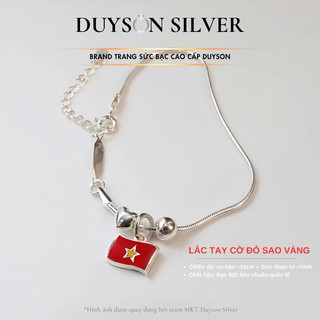  Vòng tay bạc 925 Duyson Silver gắn charm lá cờ đỏ sao vàng Quốc kỳ Việt Nam  LTKX32  