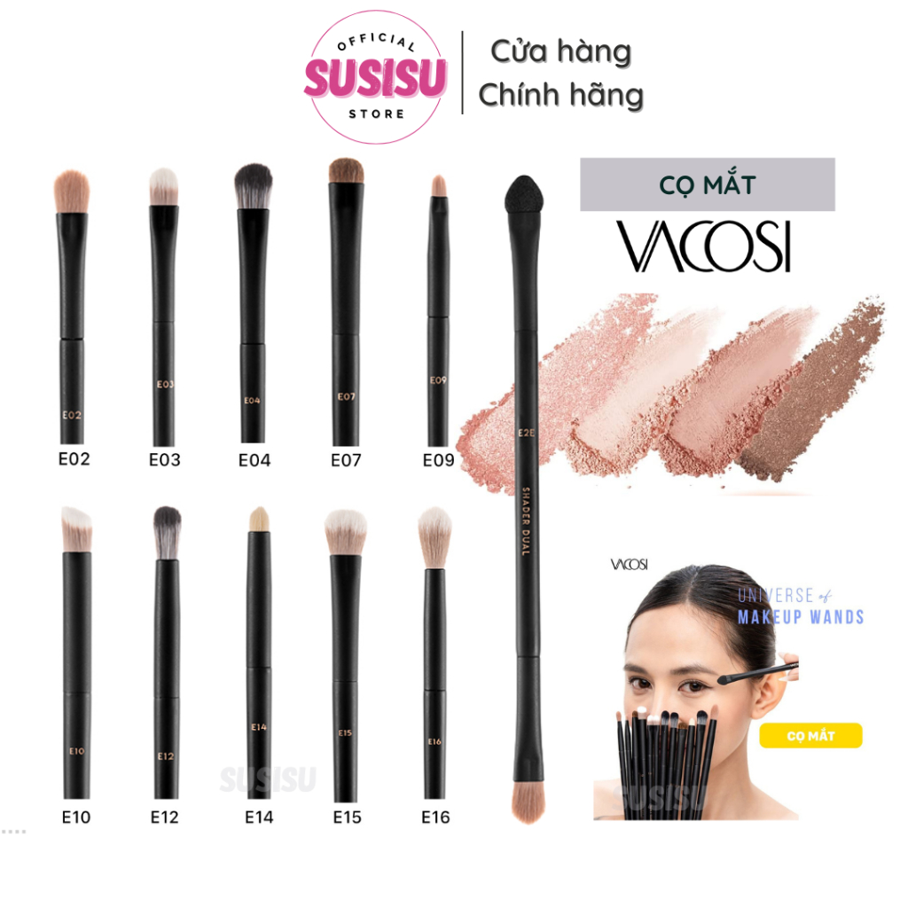Cọ mắt VACOSI Hàn Quốc - cọ viền mí mắt, môi, phủ bầu mắt, tán viền mí,nhấn đuôi mắt E02 E04 E07 E15