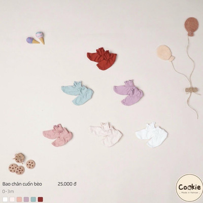 Bao Chân Sơ Sinh Cuốn Bèo COOKIE Size Từ 0 Đến 6 Tháng