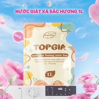 Nước giặt xả sắc hương Top Gia túi 1L, 2in1 tạo bọt vừa phải giúp làm sạch và mềm vải dễ dàng