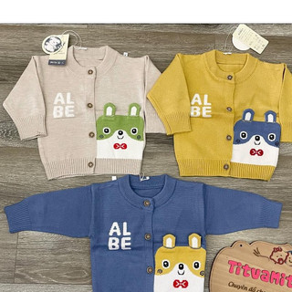 Áo khoác len quảng châu in hình gấu nơ cho bé, áo khoác len cho bé sơ sinh