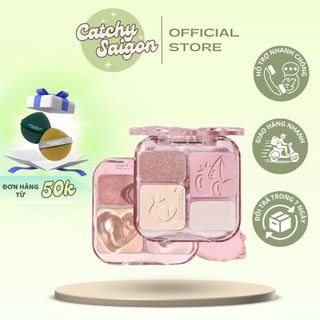 [VEECCI] Bảng Phấn Má Hồng VEECCI 4 Ô Kèm Highlight Nhũ Lì Gợn Sóng Hồng Pastel MỚI