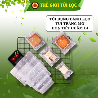 Bao bì đựng trà bánh kẹo PHUKIENTUILOC, Túi TRẮNG MỜ, hoạ tiết CHẤM BI - HÀN NHIỆT, Combo 100 túi