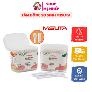 Tăm bông sơ sinh cho bé hộp 400 que Misuta, hộp V-coool 200 que (hàng cao cấp)