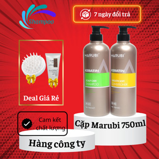 Dầu gội đầu KERATIN MARUBI 750ml cặp dầu gội xả phục hồi hư tổn giảm rụng tóc chính hãng