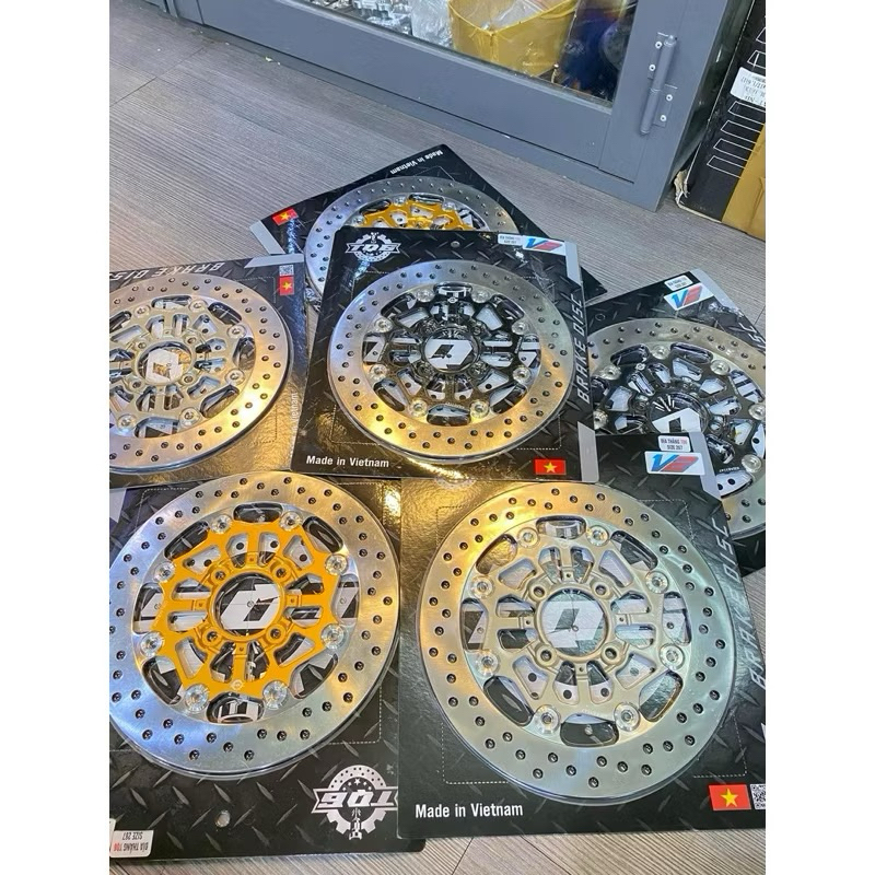 Đĩa TQ6 v2 267mm - lòng nhôm cnc - đen xám vàng