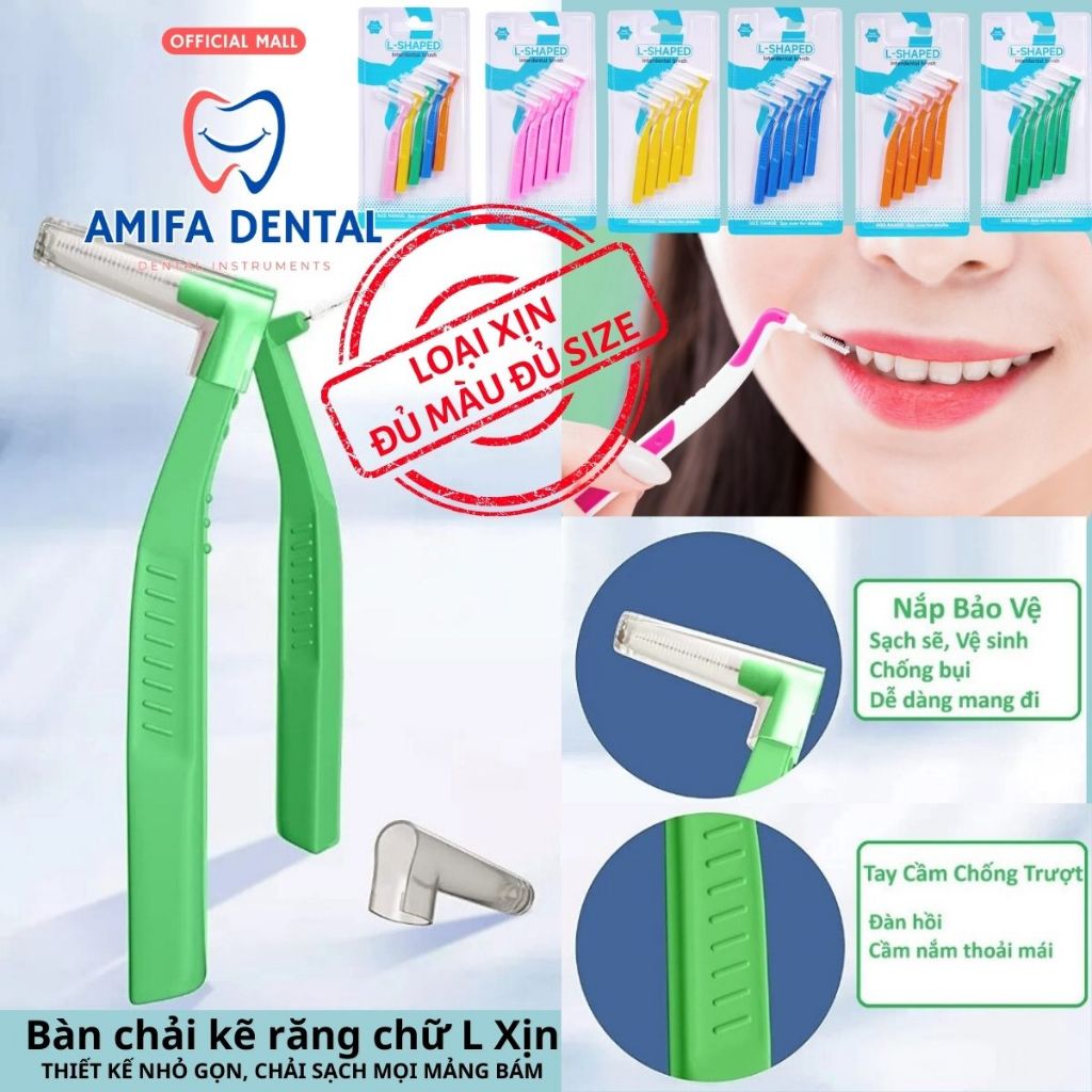 Bàn Chải Kẽ Răng Chữ L Xịn, Bàn Chải Kẽ Vệ Sinh Răng Niềng, Bàn Chải Làm Sạch Kẽ Răng Đủ Size Đủ Màu