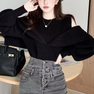 HV -Áo len hở Vai tay bèo hàng quảng châu