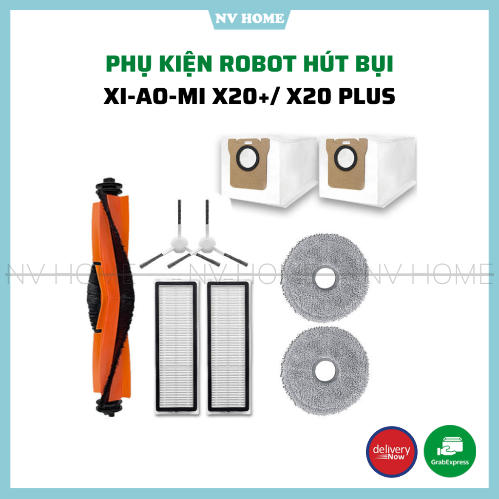 Phụ kiện robot Xi aomi X20 plus, vacuum s20 plus RLS6LADC, 2, 3, RLS5D khăn, lọc, chổi cạnh, chổi lăn, túi rác