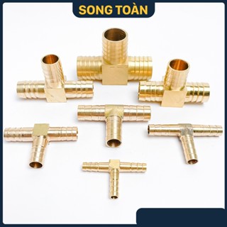  Tê Đuôi Chuột  Tê Ba Đầu Nối Ống Mềm Đuôi Chuột Phi 6 8 10 12 14 16 18 20mm - Đồng Thau 