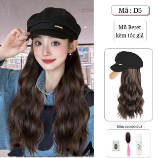  Tóc giả có mũ đội  Beret  mũ tóc giả thời trang 