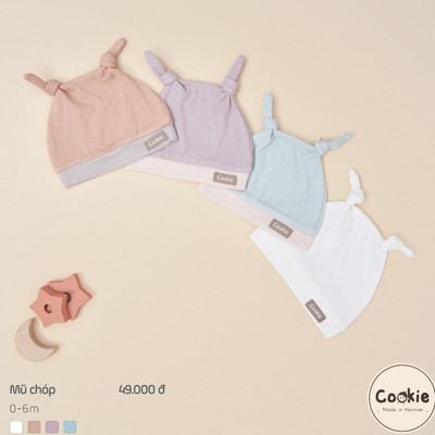 Mũ Sơ Sinh COOKIE, Mũ Ốc Sên Sơ Sinh Phối Bo Cho Bé
