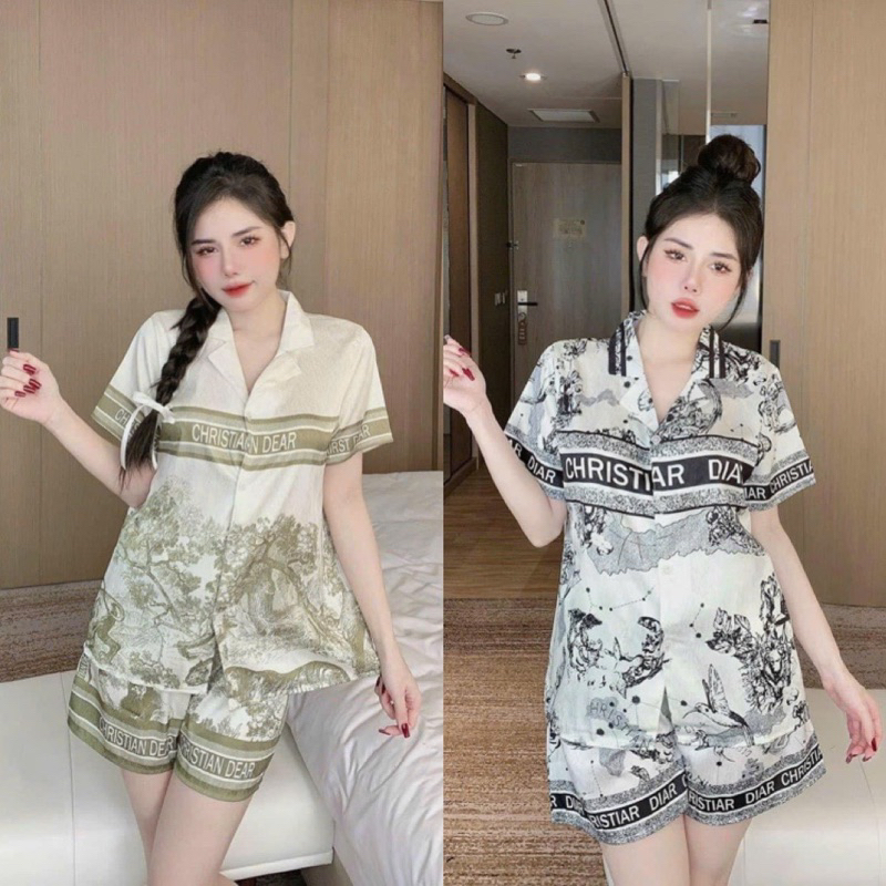 (Size 45kg-60kg)_ Đồ bộ lụa ngắn mặc nhà.