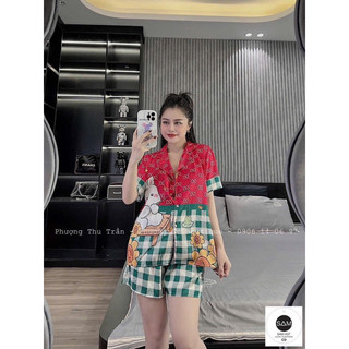 (Size 45kg-60kg)_ Đồ bộ lụa ngắn mặc nhà.