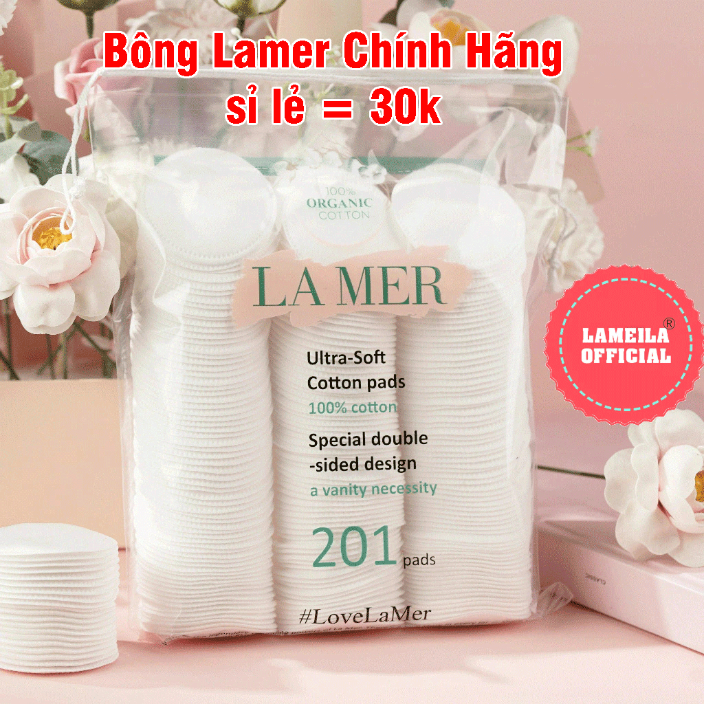 Bông tẩy trang LaMer 201 miếng 100% cotton tự nhiên mềm mịn zai P0642
