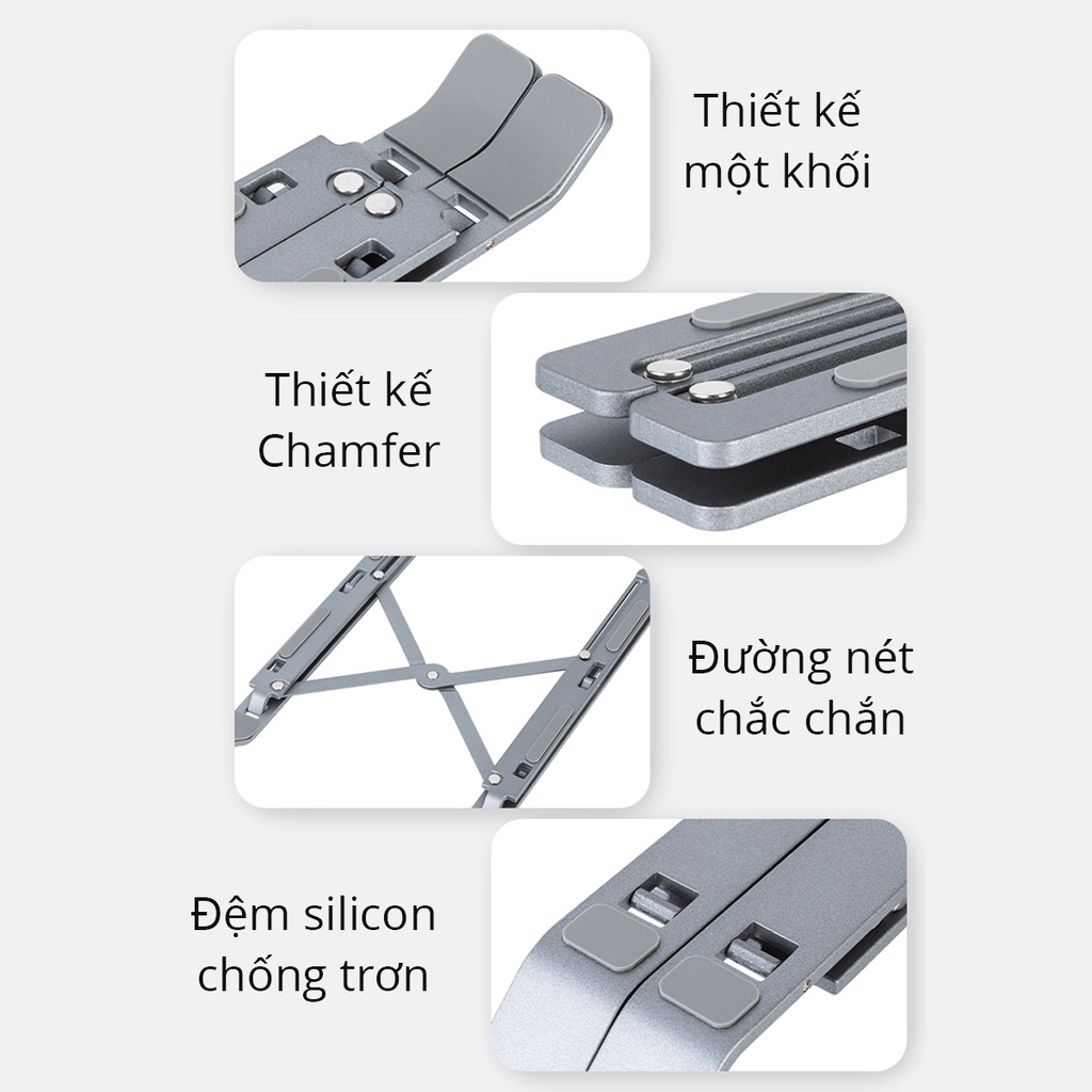 Giá đỡ Laptop, Macbook, Ipad bằng kim loại điều chỉnh được độ cao, quạt và đế tản nhiệt kê laptop HASAGI | BigBuy360 - bigbuy360.vn