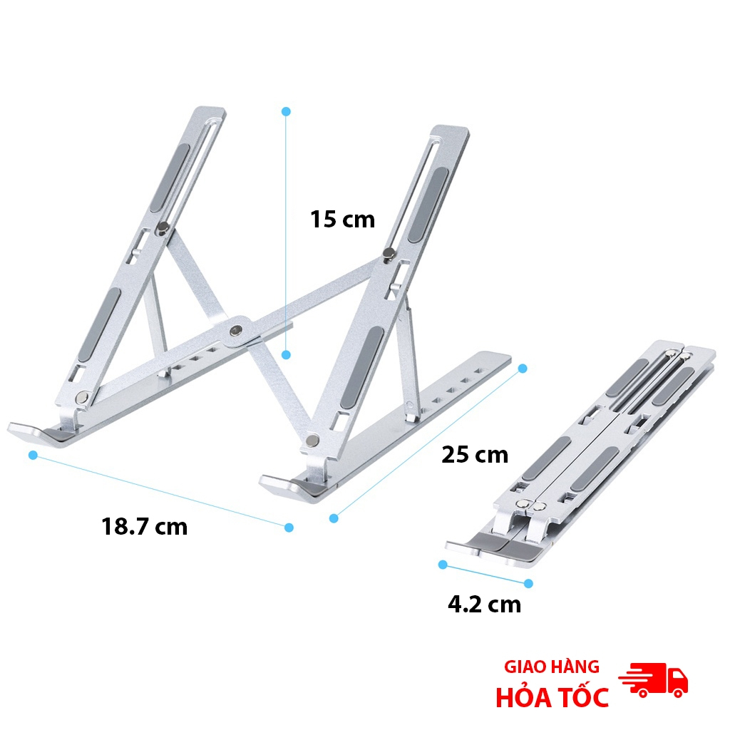 Giá đỡ Laptop, Macbook, Ipad bằng kim loại điều chỉnh được độ cao, quạt và đế tản nhiệt kê laptop HASAGI | BigBuy360 - bigbuy360.vn