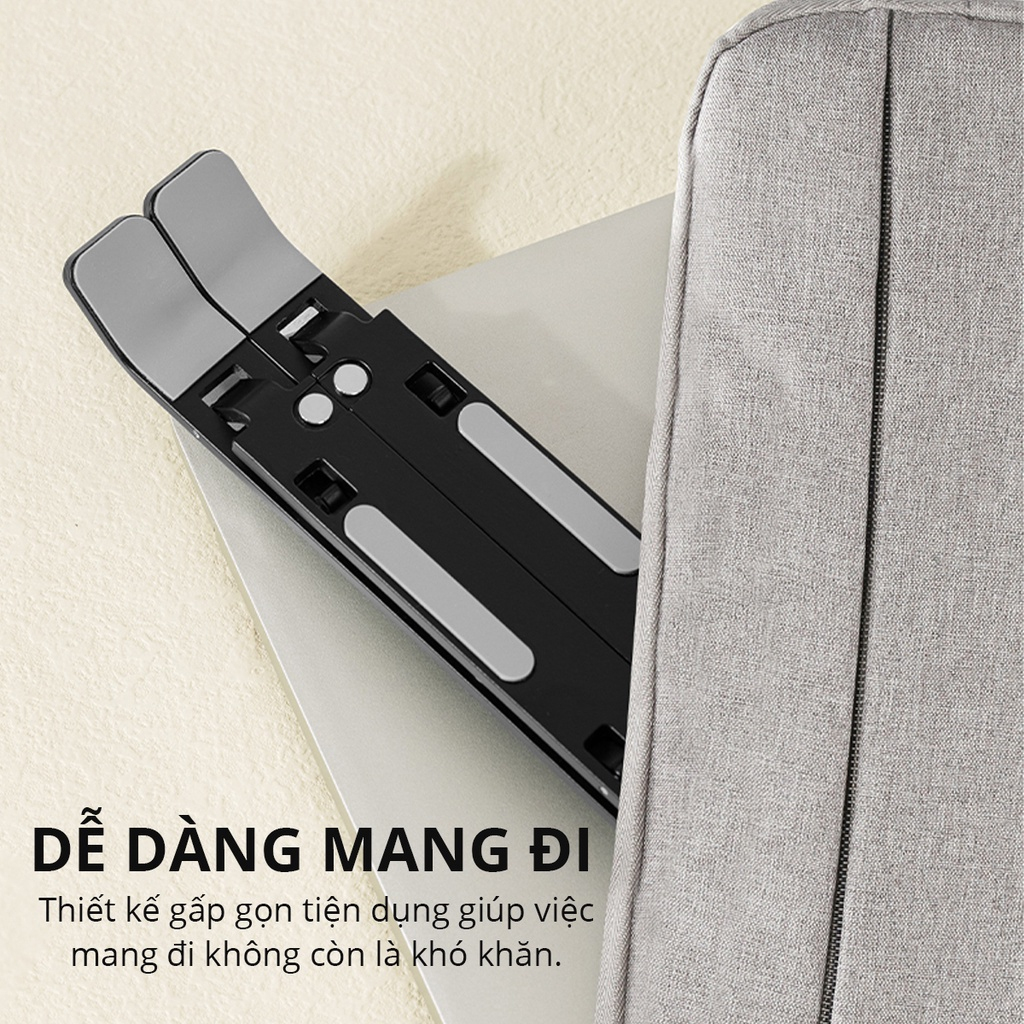 Giá đỡ Laptop, Macbook, Ipad bằng kim loại điều chỉnh được độ cao, quạt và đế tản nhiệt kê laptop HASAGI | BigBuy360 - bigbuy360.vn