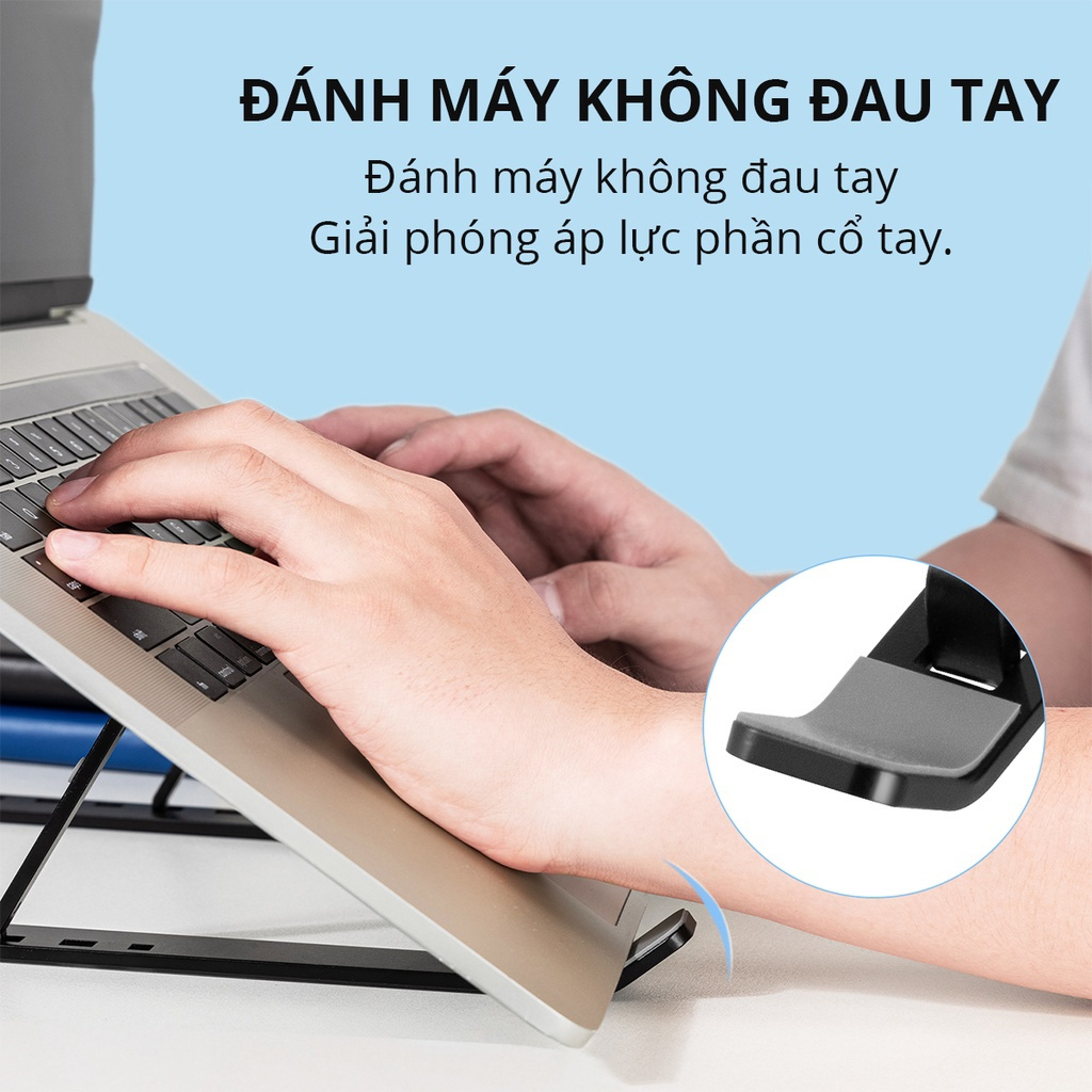 Giá đỡ Laptop, Macbook, Ipad bằng kim loại điều chỉnh được độ cao, quạt và đế tản nhiệt kê laptop HASAGI | BigBuy360 - bigbuy360.vn
