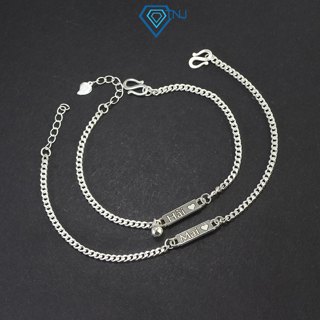 Vòng tay đôi cặp bạc khắc tên theo yêu cầu, lắc tay đôi nam nữ đẹp LTD0049 - Trang Sức TNJ