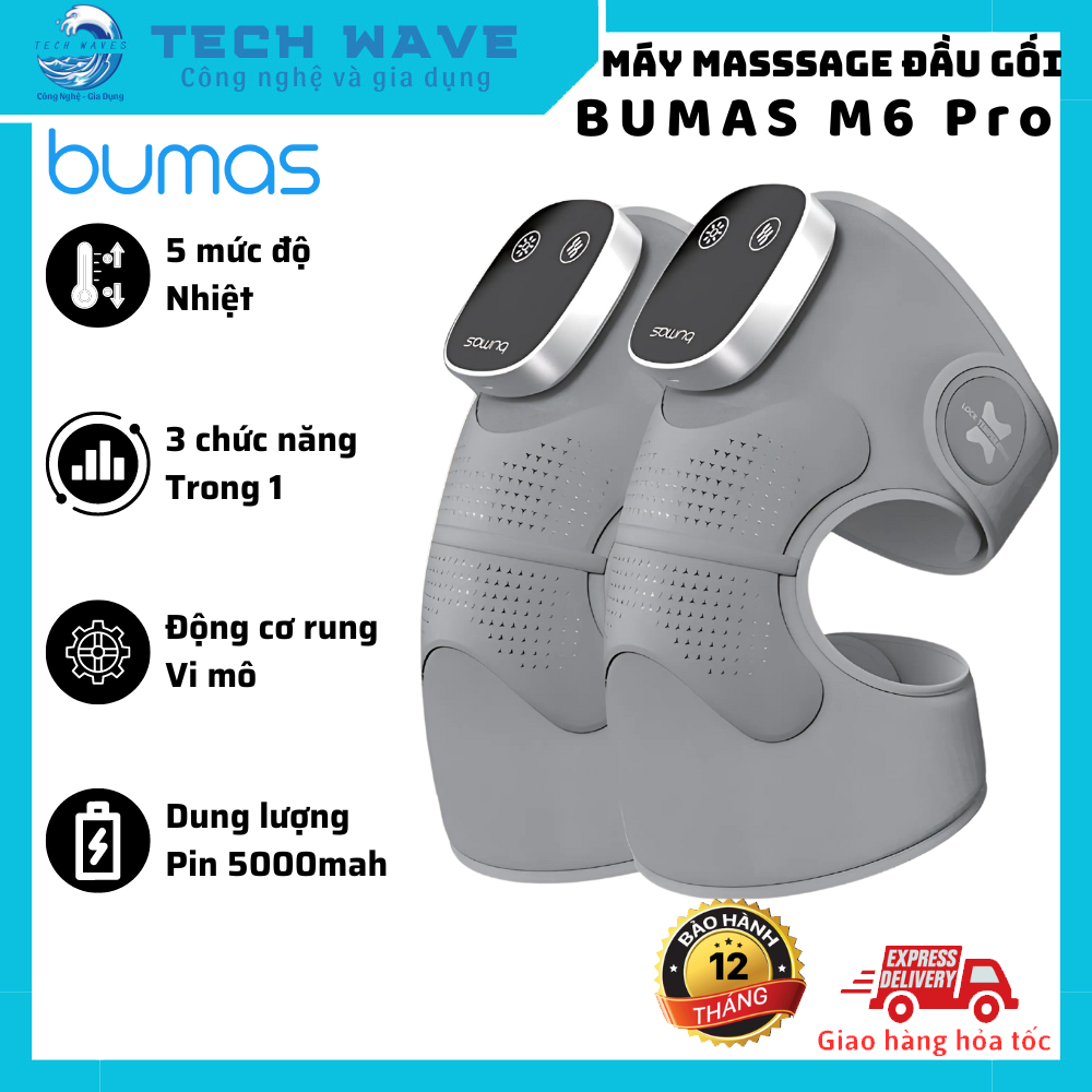 Máy Masssage Đầu Gối BUMAS M6 Pro - 5 mức độ nhiệt - 3 chức năng trong 1 - Giải tỏa áp lực đầu gối