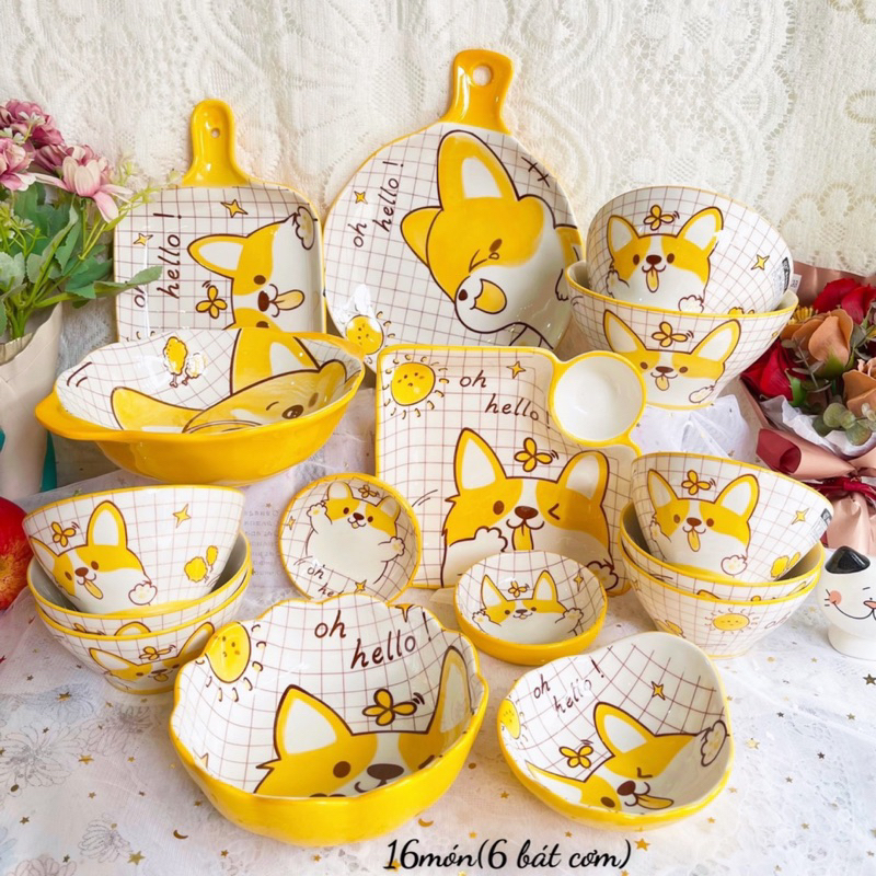 Tổng Hợp Chén Dĩa Dễ Thương Đĩa Sứ Set Bát Đĩa Decor Bát Ăn Cơm Chén Sứ Đẹp Bộ bát đĩa chó Orgi cực 