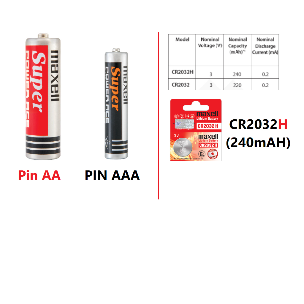 [RẺ] Pin super maxell nhỏ AAA/ tiểu AA / CMOS máy tính remote xe máy ô tô cửa cuốn CR2032 CR2032H