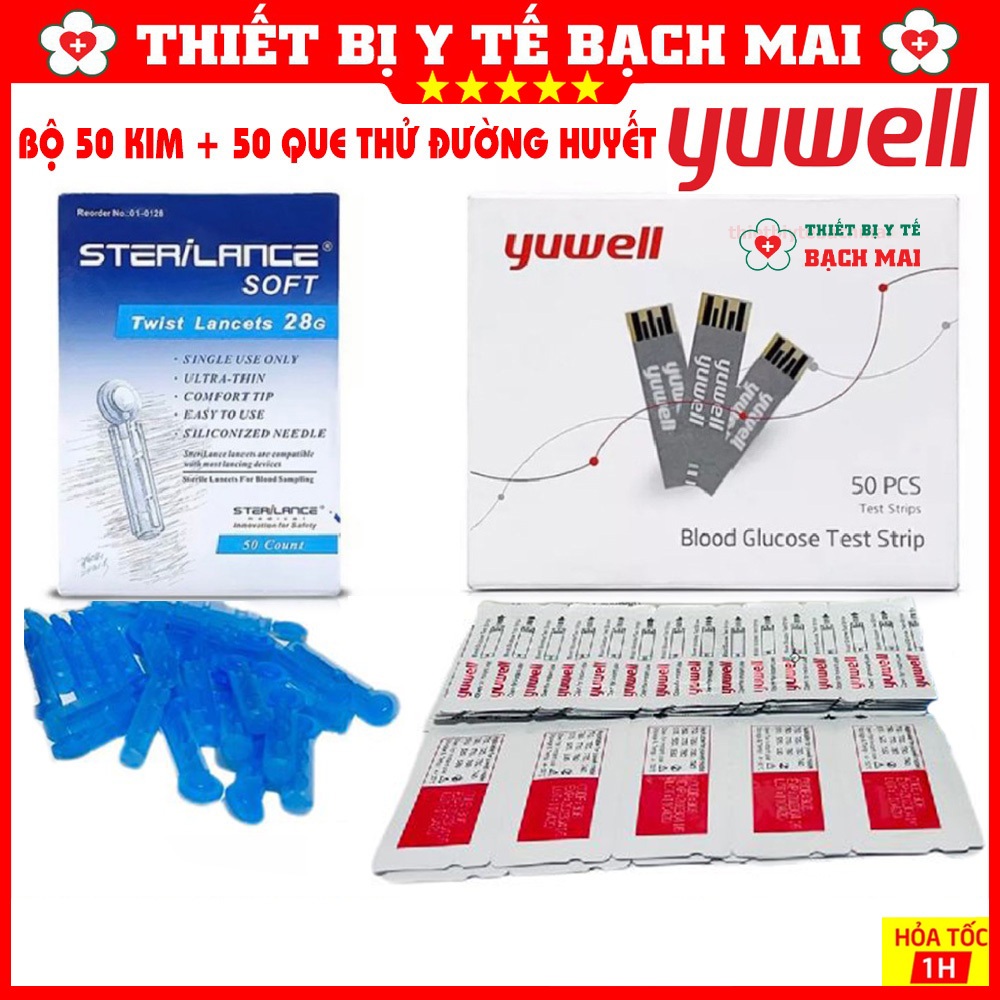 Combo 50 Kim + 50 Que Thử Đường Huyết YUWELL 710 Dùng Cho Máy Đo Đường Huyết YUWELL ACCUSURE 710