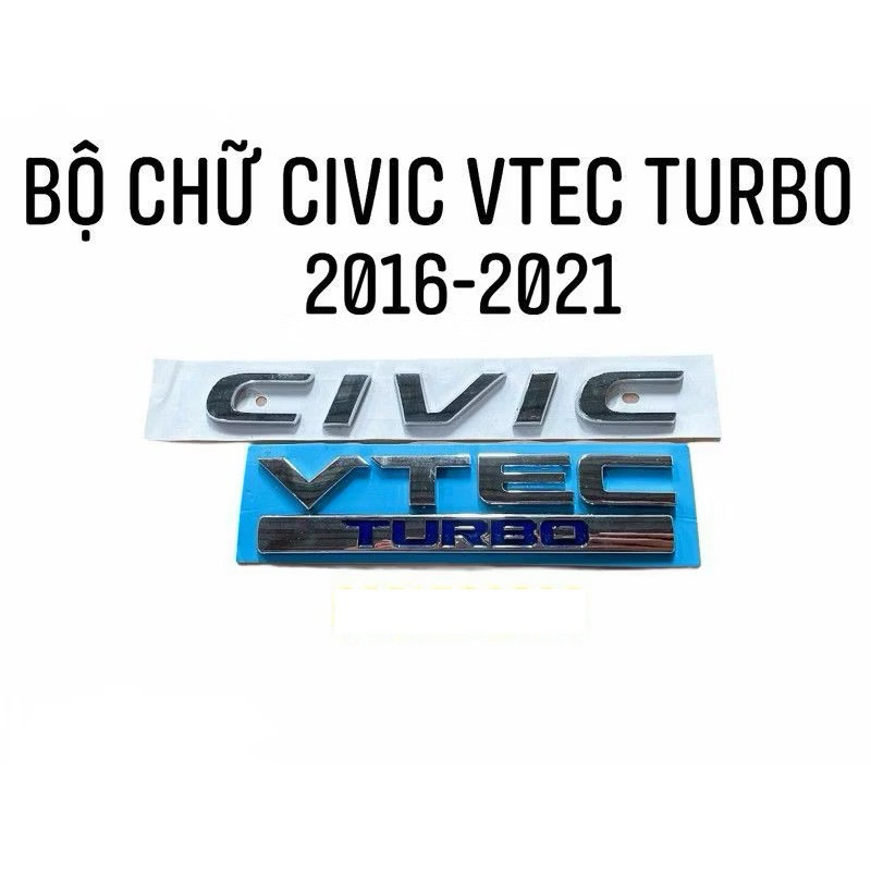logo chữ CIVIC VTEC TURBO dán đuôi xe civic 2016-2021