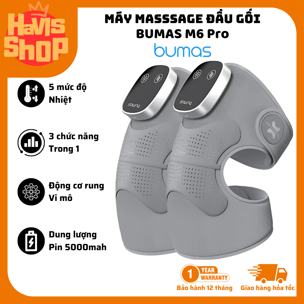 Máy Masssage Đầu Gối BUMAS M6 Pro - 3 chức năng trong 1 - Giải tỏa áp lực đầu gối - 5 mức độ nhiệt