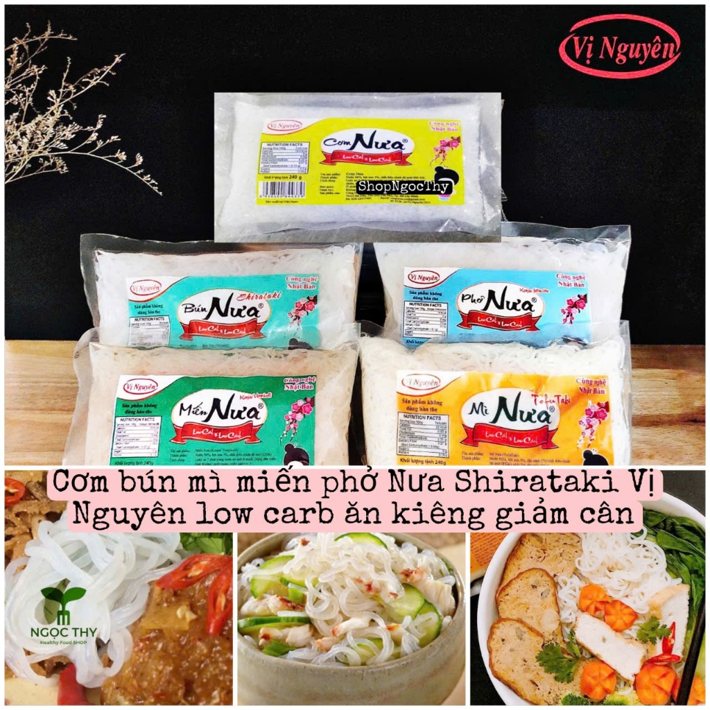 Cơm, Bún, Phở, Mỳ, Miến nưa Shirataki Vị Nguyên 240gr, ăn Das/Keto/Low carb dai ngon healthy