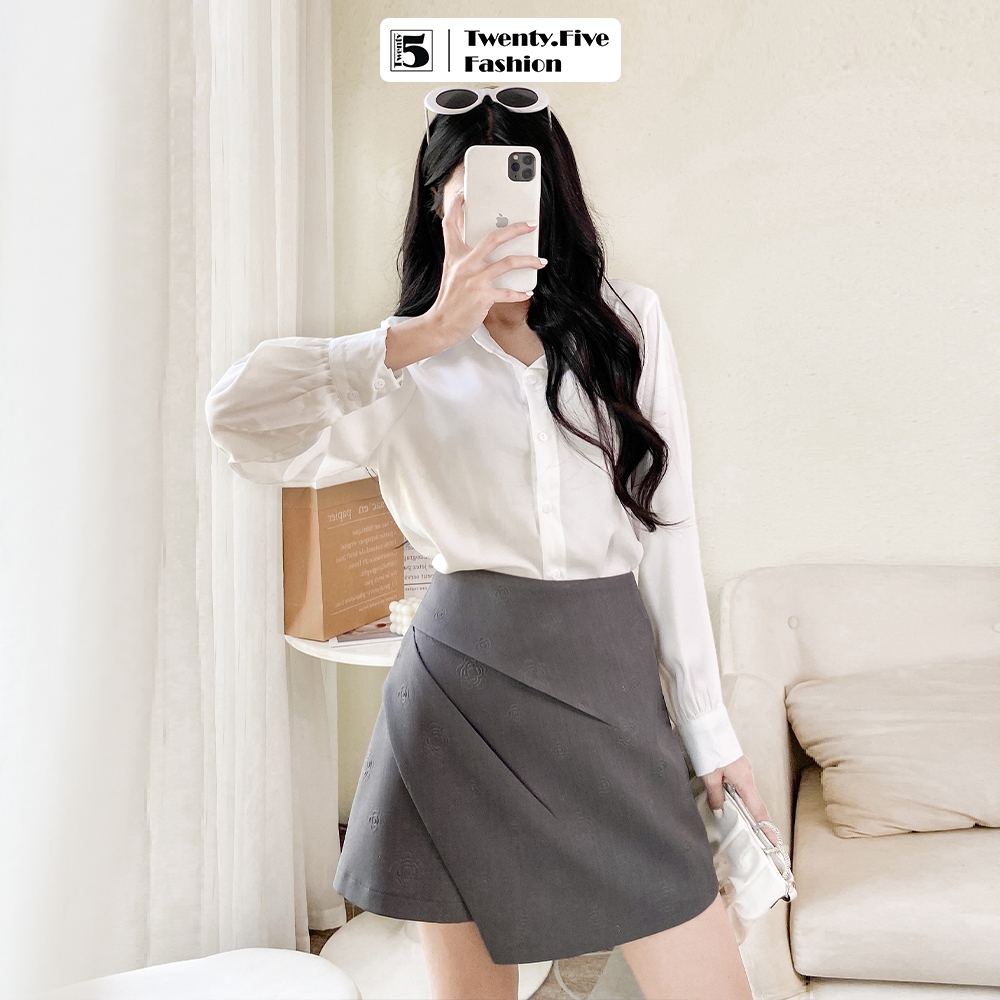 Áo sơ mi nữ Twentyfive trơn dài tay, basic 6174