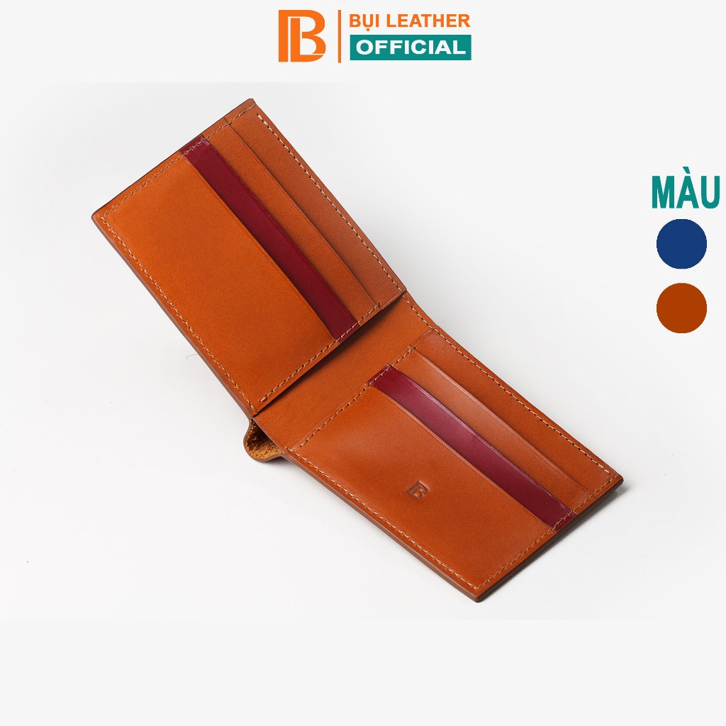 Ví nam da bò pullup dáng ngang phối màu V134 Bụi leather