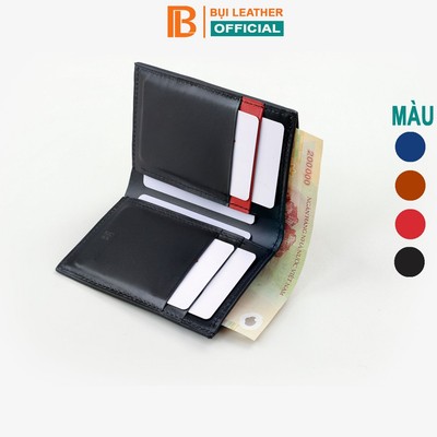 Ví nam da bò Pullup dáng đứng phối màu V135 Bụi leather