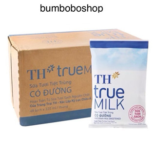  Thùng 48 bịch sữa TH true milk có đường ít đường không đường 220ml 