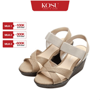 Dép sandal nữ quai chéo đế xuồng 19966 dáng sang, siêu nhẹ, cao gót 8cm made in Japan Kobe Nhật Bản